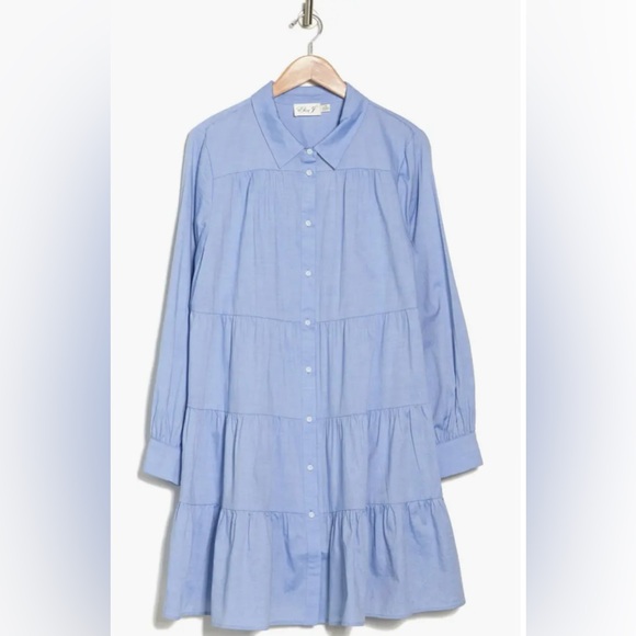 Eliza J NWT Long Sleeve Tiered Shirtdress size 10 - Picture 1 of 9